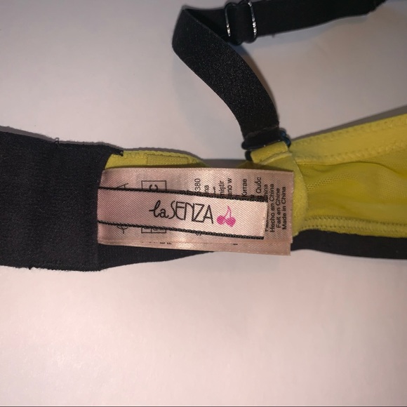 La SENZA shiny neon green push-up bra with black lace size 36 C like new - Picture 6 of 11